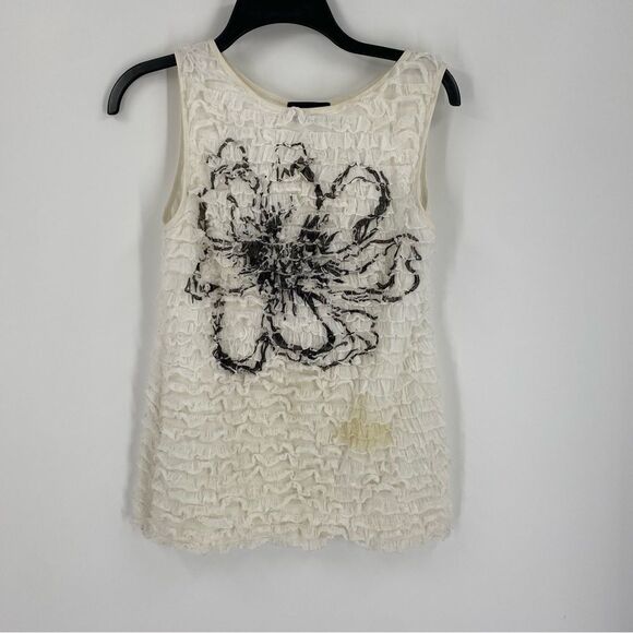 Karen Kane Women’s Scoop Neck Ruffle White Sleeveless Blouse size S/M - Picture 1 of 4